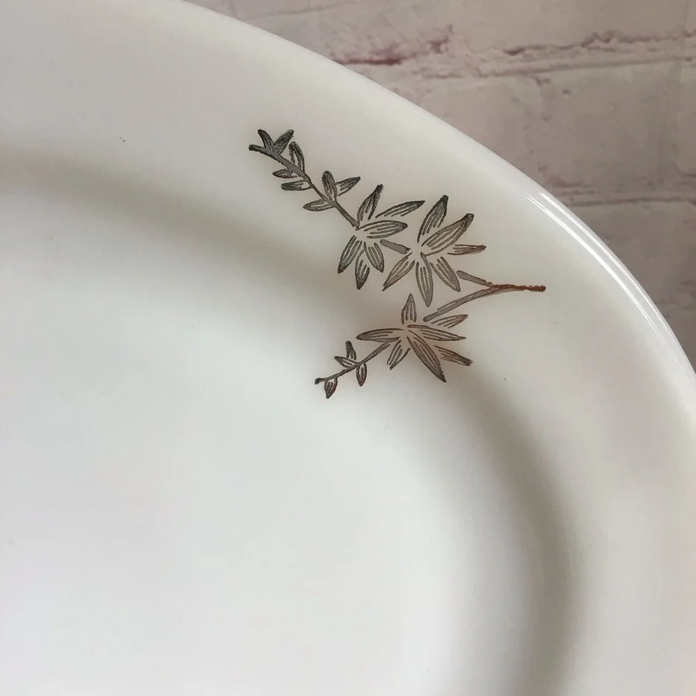 Vintage Federal Glass Golden Bamboo Serving Platter